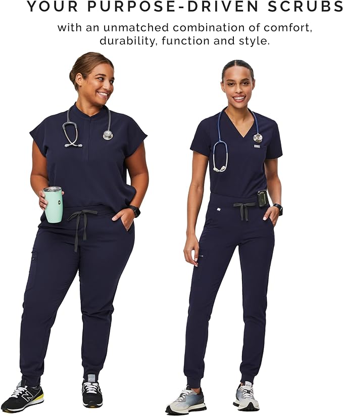 FIGS Zamora Jogger Scrub Pants for Women — Slim Fit, 6 Pockets, Yoga Waistband, Ribbed Ankle Cuffs, Anti-Wrinkle
