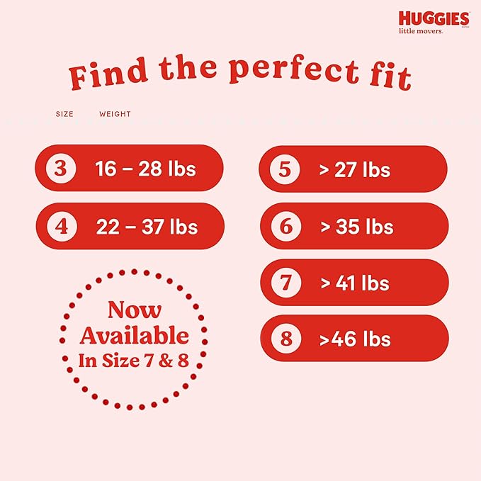 Huggies Size 3 Diapers, Little Movers Baby Diapers, Size 3 (16-28 lbs), 68 Count