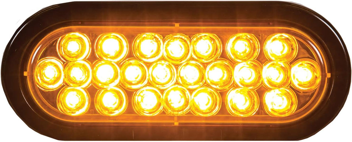 Buyers Products SL65AO 6 Inch Amber Oval Recessed Strobe Light, 24 LEDs, 12-24V - IP67 & SAE J595 Class 2 Rated, Water and Debris Resistance, 6 Flashes/Second, PL-3 Plug, Truck & Trailer Warning Light