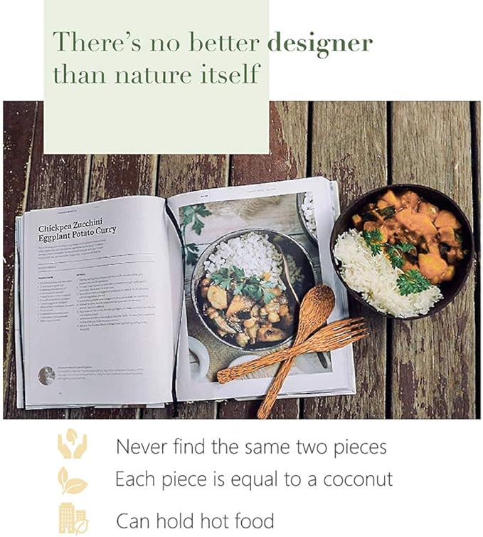 Natural Coconut Bowl Spoon Set,Creative Coconut Shell Fruit Salad Noodle Bowl Wooden Bowl Tableware,4 bowl