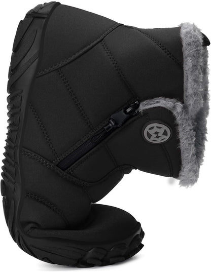 Womens Mens Barefoot Boots Shoes Winter Snow Boots Warm Ankle Booties Zero Drop Sole Wide Toe Box Fur Lined Outdoor Sneakers