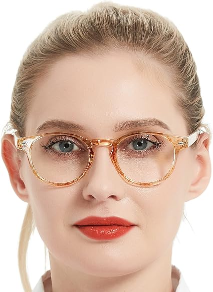 OCCI CHIARI Reading Glasses 5.0 Stylish Round Readers for Women 1.0 1.25 1.5 1.75 2.0 2.25 2.5 2.75 3.0 3.5 4.0 5.0 6.0(Yellow,5.0)