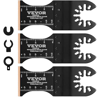 VEVOR 3PCS Carbide Oscillating Tool Blades, Universal Quick Release Oscillating Saw Blades, Multitool Tool Blades for Hard Material, Metal, Nails, Bolts, Fit Dewalt Milwaukee Hitachi Chicago