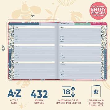 Boxclever Press Large Address Book. Address Book with Alphabetical Tabs and 432 Spaces. Hardcover Address Books with Change of Address Labels, Birthday  Christmas Card Sections. 8.5 x 7.5ins