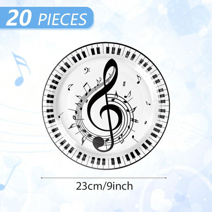 20Pcs Musical Note Party Plates 9 Inch Paper Plates Music Themed Party Supplies Musical Notes Disposable Plates Set, for Picnic Kids Party Baby Shower Music Concert Birthday Karaoke Decorations