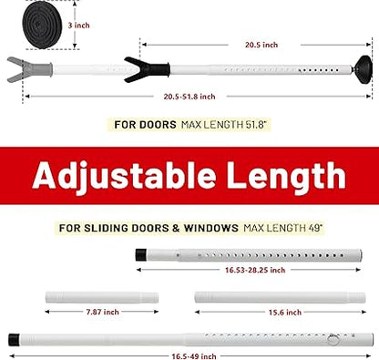 Door Stoppers Security Bar 2 Pack - Heavy Duty Door Jammer - Adjustable Sliding Door Lock Bar - Door Barricade Security Bars for Window, Front Door, Patio Door, Apartment, Home, Hotel Room