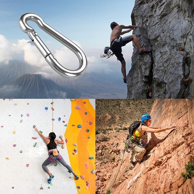 Large Spring Snap Hook Carabiner, 304 Stainless Steel Heavy Duty Carabiners Clip, Stainless Steel Spring Snaps Hooks Carabiners Outdoor