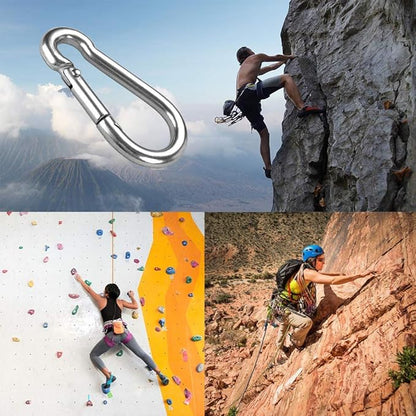Large Spring Snap Hook Carabiner, 304 Stainless Steel Heavy Duty Carabiners Clip, Stainless Steel Spring Snaps Hooks Carabiners Outdoor