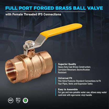 Midline Valve 822T223-NL Premium Full Port Ball Valve Brass, 1 in. FIP