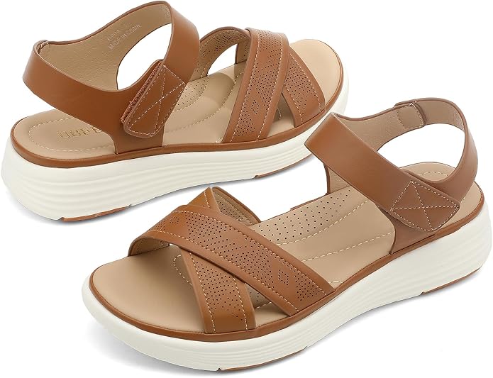 Size 6 UBFEN Womens Platform Sandals Wedge Walking Comfortable Casual Adjustable Strap Lightweight Open Toe