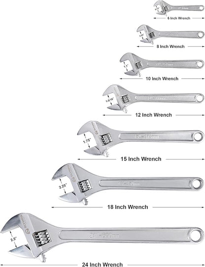 Olympia Tools 18" Adjustable Wrench, Heavy Duty Drop Forged Steel, Chrome Plated, Precision Machined Jaws, Rust Resistant