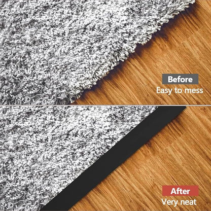Floor Transition Strip Self Adhesive Flooring Threshold 2" Wide Rubber Transition Strip Vinyl Floor Flat Divider Strip Edge Trim Laminate Floor Gap Covering (20 Ft, Black)