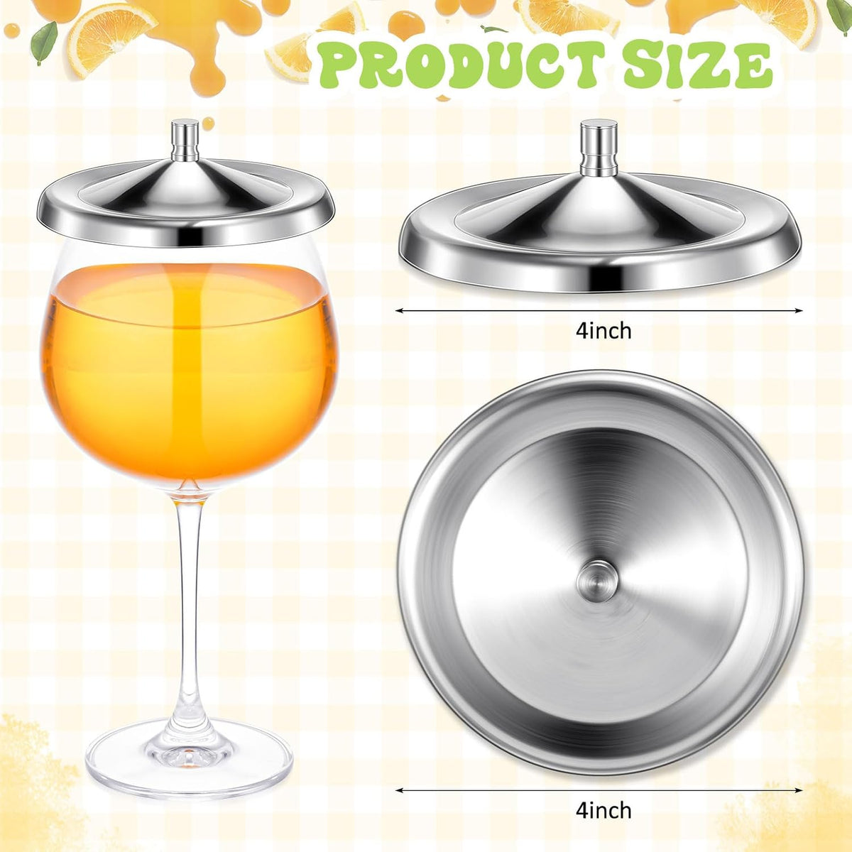 2 Pcs Stainless Steel Wine Glass Covers Wine Glass Covers to Keep Bugs out for Drinks Coffee Mugs Tea Cups Water Glasses Drinking Accessories