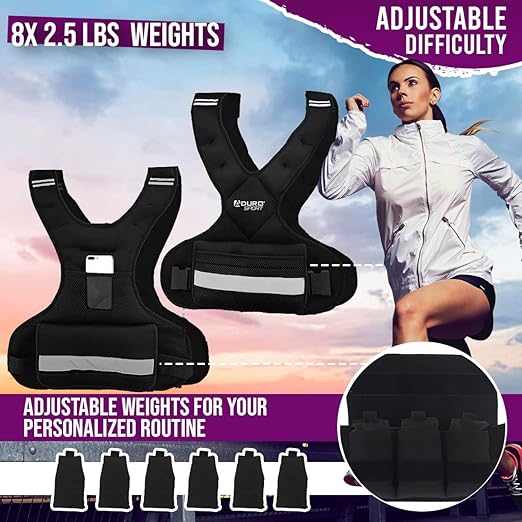 Aduro Sport Adjustable Weighted Vest Workout Equipment, 4-10lbs/11-20lbs/20-32lbs/26-46lbs Body Weight Vest for Men, Women, Kids