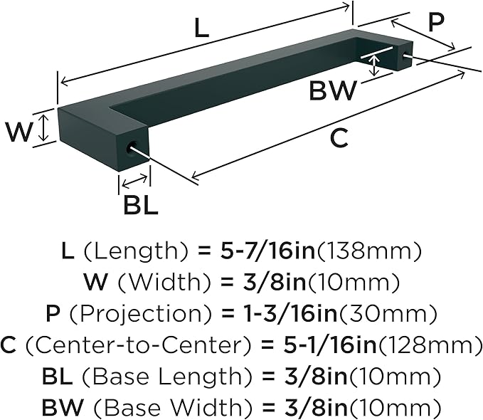 Amerock  Cabinet Pull  Matte Black  5-116 inch (128 mm) Center-to-Center  Monument  1 Pack  Drawer Pull  Drawer Handle  Cabinet Hardware