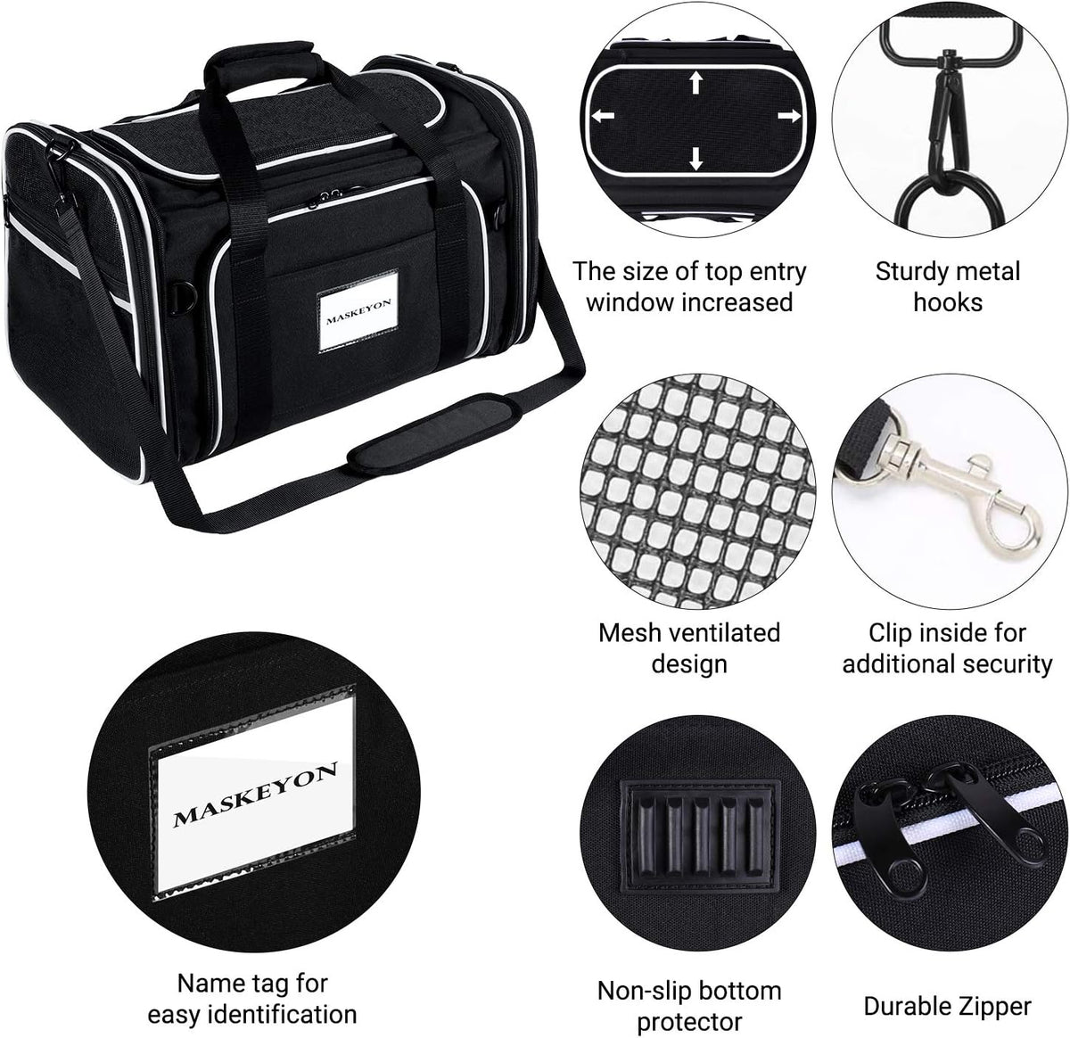 Airline Approved,Large 2 Sides Expandable Dog Carrier,4 Door,3 Zippered Pockets,3 Fleece Pads,Shoulder Strap, Pet Travel Carrier Bag Kennel for Cats Kitty and Small Dogs (shoulder strap ,Collapsible Soft Sided not included)