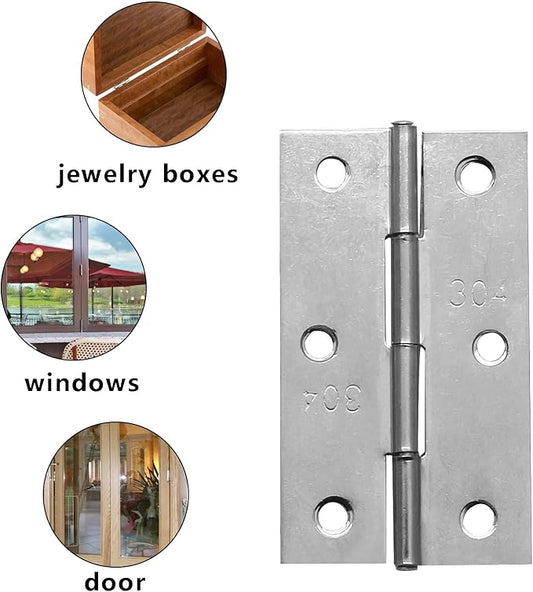 Piutouyar 12 Pack Butt Hinge 3 Inch Mini Hinges 304 Stainless Steel Hinges Small Cabinet Hinges Folding Craft Hinges with Mounting Screws for Boxes Gate Drawer