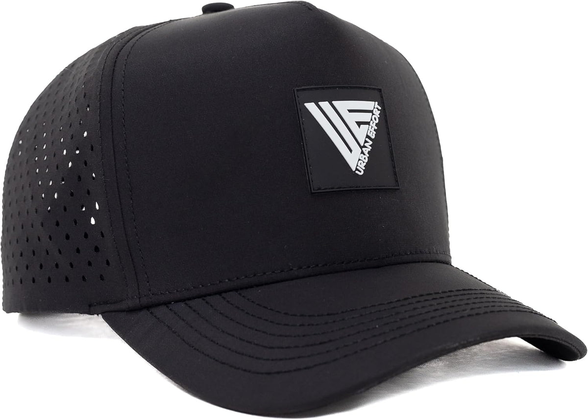 Urban Effort Hydro Performance Hat-Water-Resistant Baseball Cap-Men and Women-Great Snapback for Golf, Adventure,Lake,Workout ( Black )