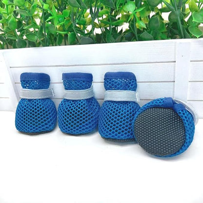 Summer Breathable Dog Shoes for Small Dogs, Breathable Mesh Dog Boots for Summer Hot Pavement, Reflective Adjustable Non Slip Paw Protectors for Small Dogs Cat Puppy (Blue, S)
