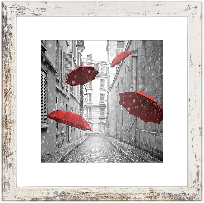 12x12 Frame Matted to Display 8x8 Photos with Mat or 12 x 12 Pictures Without Mat Rustic Photo Frames Wall Art for Living Room Wall Mounting