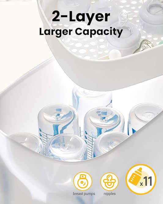 Baby Bottle Sterilizer | Esterilizador de Biberones, 6-in-1 HAUTURE Bottle Sterilizer and Dryer, Electric Steam Bottle Sanitizer for Baby Stuffs, Baby Bottles & Breast Pump Accessories