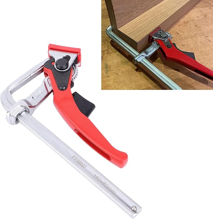 Rail Clamp, All Steel Ratcheting Table Clamp Quick Screw Rail Clamp 540 lb Clamping Force Aluminium Alloy for Woodworking, Bar Clamps