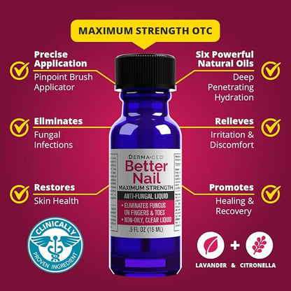 Better Nail - Treatment for Fungus Under Around the Nail - Maximum Strength, 25 Anti-Fungal Solution for Nail Support, Nail Restoring