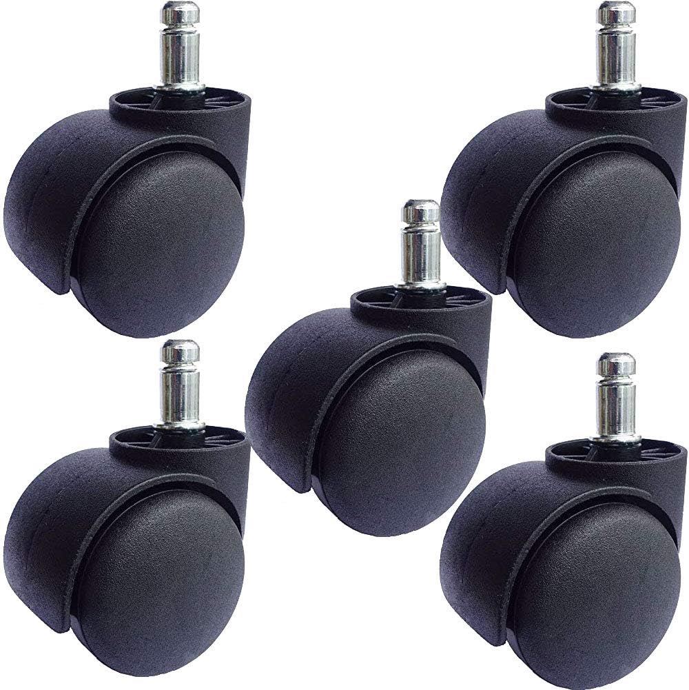 AccessBuy Office Chair Caster Wheel 2 Inch Universal Standard Size Computer Gaming Chair Caster Wheels Replacement Set of 5 (Black)