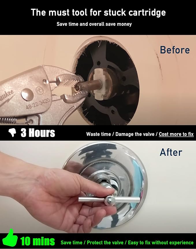 104421 Shower Cartridge Removal Tool for 1200, 1222 and 1225, Faucet Cartridge Replacement Core Puller, Shower Cartridge Puller Tool for Single Handle Tub Shower Cartridges