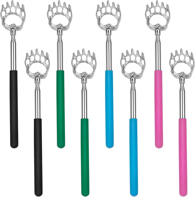 Awpeye Bear Claw Back Scratcher Extendable, Metal Portable Telescopic Backscratchers with Rubber Handled 8 Pack, Backscratcher for Men and Women