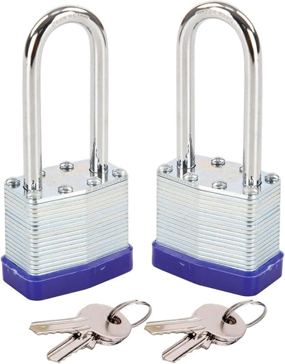 SEPOX Twins Keyed-Alike Padlock, Reinforced Laminated Steel Body 1-916" 40MM, Robust Hardened-Steel Long-Shackle, Pack of 2-Pcs Lock, 4-Pcs Same Keys, Ideal for Locker-Lock  Tool-Box