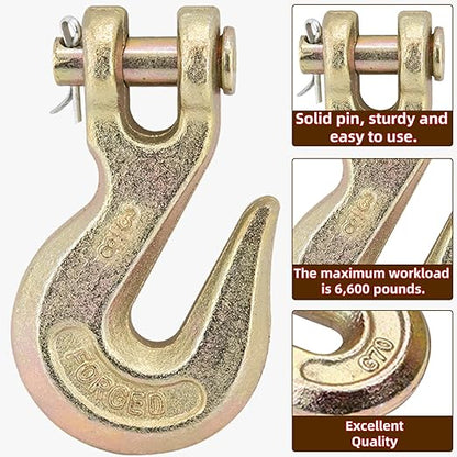 3/8" Chain Hook Clevis Grab Hook, Grade 70 Forged Steel Alloy Clevis Hooks, Heavy Duty Chain Hook for Trailer Truck Transport - 7500 LBS Capacity (1 Pack)