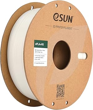 eSUN High Speed PLA Filament 1.75mm, 3D Printer Filament Speedy PLA Plus for Fast Printing, Dimensional Accuracy - 0.03mm, 1KG Cardboard Spool (2.2 LBS) 3D Printing Filament for 3D Printers, White