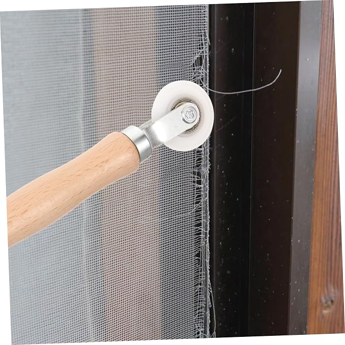 WOONEKY Door and Window Screen Pressing Tools Screen Roller Tool Easy to Use Comfortable Wooden Handle