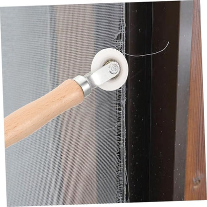 WOONEKY Door and Window Screen Pressing Tools Screen Roller Tool Easy to Use Comfortable Wooden Handle