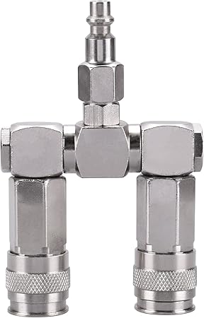 WYNNsky Air Hose Splitter, 2-Way Quick Connect Manifold with 2pcs Universal Type Coupler and 1pc Industrial Type Plug, Swivel Air Compressor Accessories Fittings