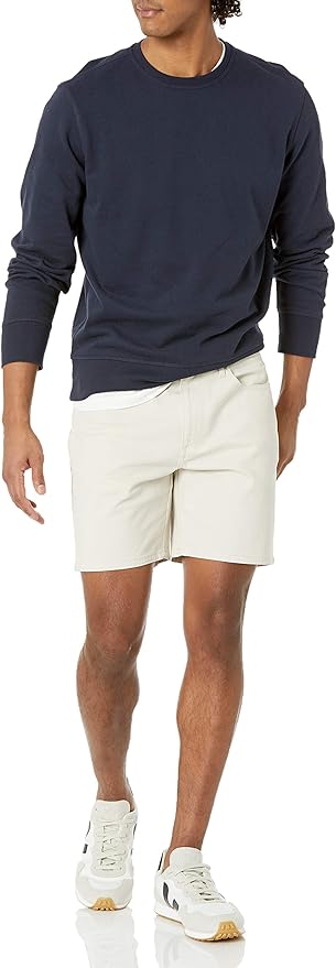 Essentials Men's Long-Sleeve Lightweight Fleece French Terry Crewneck Sweatshirt