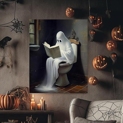 Reivworl Ghost Paint by Numbers Kit for Adults, Bathroom Paint by Number Adult, Painting by Numbers for Gifts and Home Interior Decor 16x20 Inch