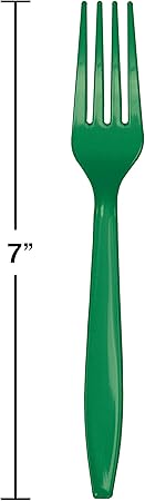 Creative Converting Touch of Color Premium 24 Count Plastic Forks, Emerald Green
