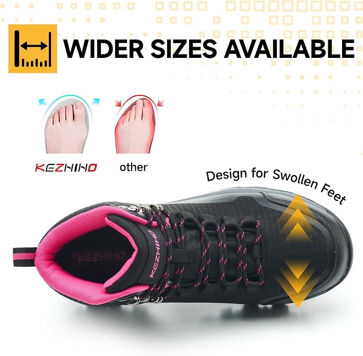 Kezhiho Waterproof Steel Toe Boots for Women Wide Width Non Slip Work Boots Lightweight Slip Resistant Safety Shoes Indestructible Construction Composite Toe Sneakers