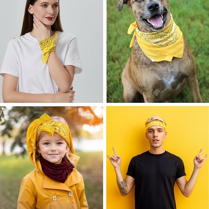 combocube 12 Pack(one Dozen) Multi-Purpose Cotton Paisley Cowboy Bandanas Headband for Men and Women