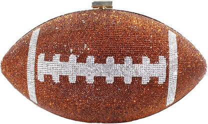 Bling Rhinestone Football Shaped Rugby Quirky Bag Novelty Round Ball Crystal Evening Bags Handbag for Party