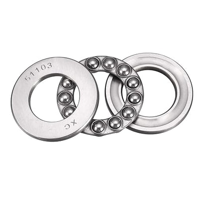 uxcell 51103 Miniature Thrust Ball Bearing 17mm x 30mm x 9mm Chrome Steel with Washer