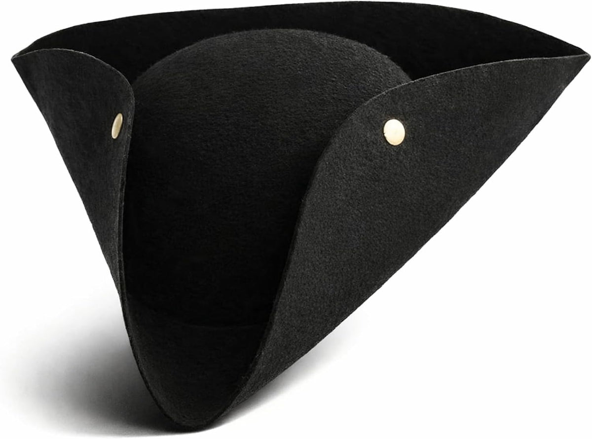 Kangaroo Pirate Hat Men Adult - Black Felt Tricorn Costume Hat for Women and Men - Musketeer Style Hat For Hallowen Cosplay Dressup Apparel
