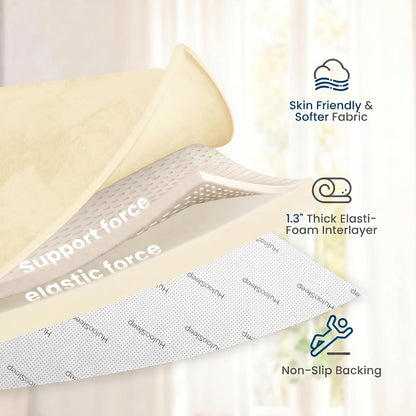 Huloo Sleep Baby Play Mat for Floor,1.3" Thick Elasti-Foam 50"×50" Playpen Mat for Tummy Time,Water Repellent Soft Coral Velvet for Toddler,Infant,Kids,Non-Slip Backing Safe for Crawling(Vanilla)