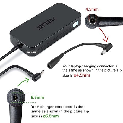Laptop Adapter Tip Connector Converter 5.5 x 2.5mm Female to 4.5 x 3.0mm Male for MSI Katana ASUS ROG Zephyru Zenbook Vivobook TUF 19V 6,15A 6,32A 9,23A 20V 6A 7,5A 9A