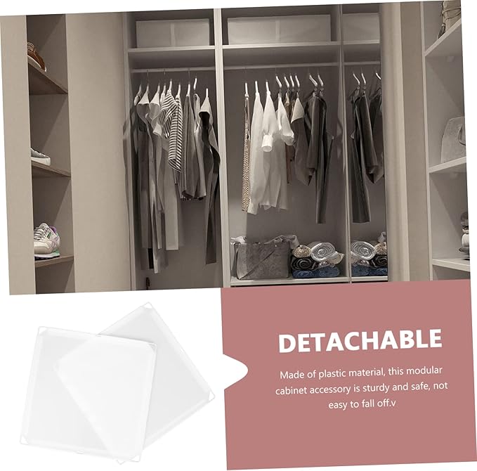 ABOOFAN 2 Pcs Portable Clothes Closet Plastic White Modular Wardrobe Accessories Heavy Duty Shelving Wardrobe Plastic Parts