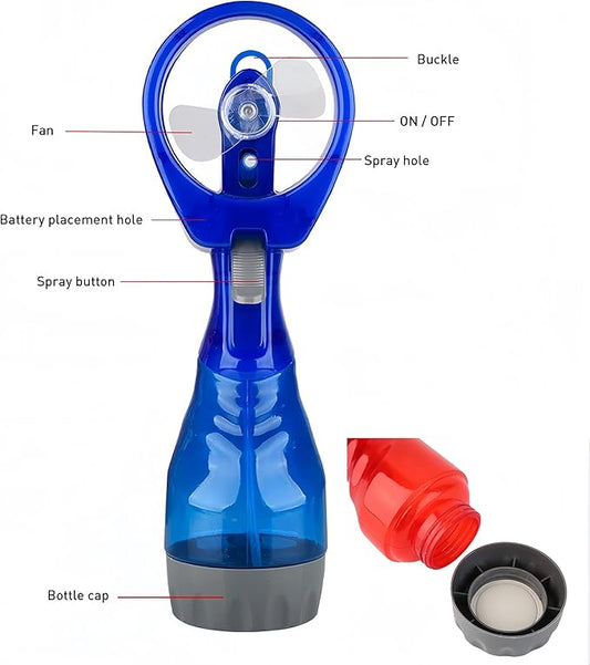 spray fan bottles mist sprayer Handheld portable fan personal quiet fan for outdoorbeach 2 AA dry Battery Poweredorange