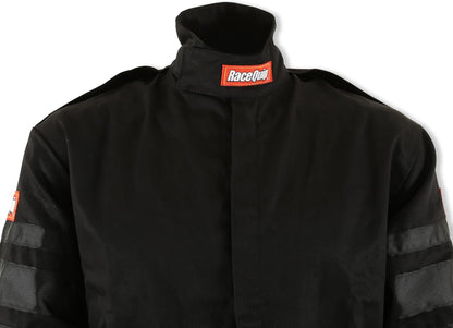 RaceQuipо 110003RQP 110 Series 1-Pc Driving Suit - SFI 3.2A/1 - Black - Medium