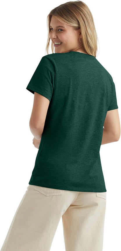 Hanes Perfect-T Crewneck T-Shirt, Lightweight Cotton Short Sleeve Tee for Women
